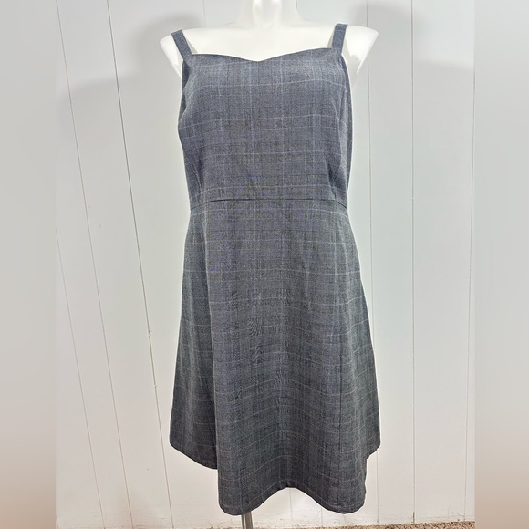 Lane Bryant Gray Plaid Sheath Adjustable Strap Lined Dress Women's Plus Size 24 - Picture 1 of 9